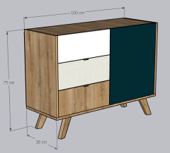 Imagen de VAJILLERO NORDICO 3 CAJONES 1 PUERTA IGOR