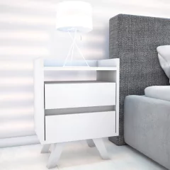 MESA DE LUZ NORDICA 2 CAJONES - Señores Muebles