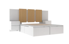 JUEGO DORMITORIO HANDLE 140X190 CAMA + RESPALDO + COMODA - tienda online