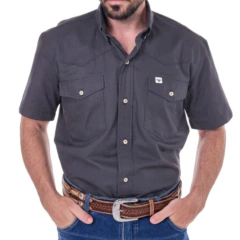 Camisa Radade Masculina M/C Lisa 2B Texas Cinza