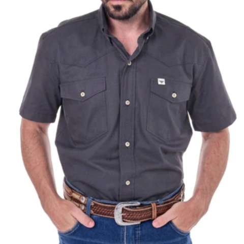 Camisa Radade Masculina M/C Lisa 2B Texas Cinza