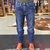 Calça masculina Levis Regular 505 em jeans azul, vista frontal, com detalhes em costura e bolsos.