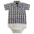 Body Camisa Baby Kenttana Menino - Xadrez Azul E Amarelo