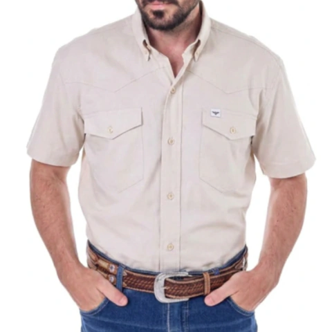 Camisa Radade Masculina M/C Lisa 2B Texas Off White
