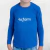 Camiseta infantil térmica UV50+ na cor azul, com logo tx.farm em destaque.
