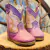 Bota Texana Infantil Feminina Big Bull nas cores lilás e rosa, com detalhes em bordado e fecho lateral.
