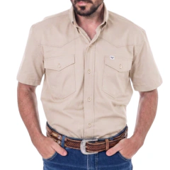 Camisa Radade Masculina M/C Lisa 2B Texas Bege