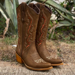 Bota Vimar Bico Fino Luchese Cstanho Natural 10281