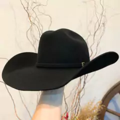 Chapéu Cury Arizona Premium Preto, um chapéu de feltro preto com aba larga, sendo segurado por uma mão.