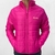 Jaqueta feminina rosa da marca Texas Head, modelo Puffer, com zíper frontal e logo bordado.