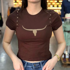 Cropped Feminino Moiadeiros Estrela Marrom CROP017