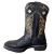 Bota texana masculina preta D´luka feita em couro de avestruz com bordados dourados no cano