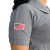 Polo feminina cinza Texas Farm modelo New Style Cpf011 com bordado da bandeira dos Estados Unidos na manga.