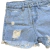 Shorts jeans infantil feminino Marmelada Brilho com detalhes de brilho e rasgos desfiados na barra