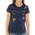 Camiseta infantil azul marinho Zenz America com bordados de ferradura, cavalo, estrela de xerife e flechas
