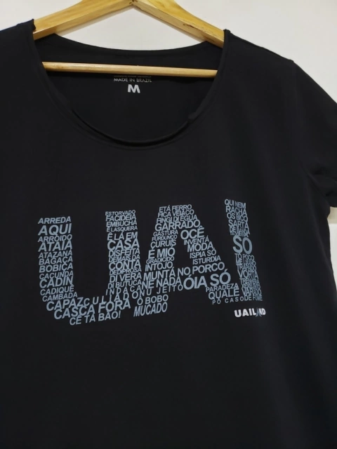 Baby look UAI EXPRESSÕES | cor preta - comprar online