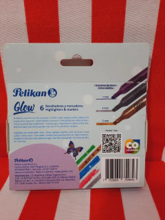 Resaltador y Marcador DUO Glitter x6 de Pelikan (29820) - Libreria Pincelada