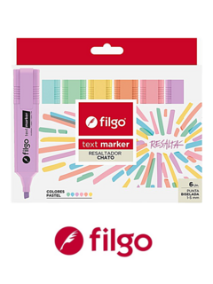 Resaltador Chato Pastel x 6 - FILGO- 7795513077375