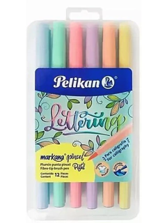 Marcadores Lettering Punta Pincel Pastel x 12 de Pelikan (29650)