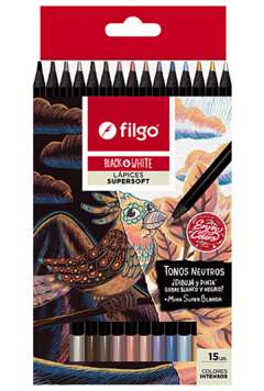 Lápices de colores Supersoft Tonos NEUTROS x 15 - FILGO - 7798100965840