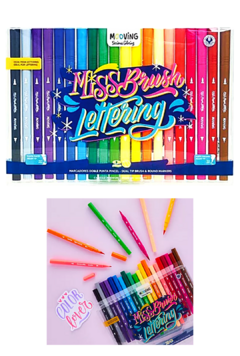 Marcadores Doble Punta MISS BRUSH LETTERING x 20 Coloring - MOOVING - 7799133001772 - Libreria Pincelada