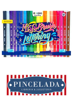 Marcadores MISS BRUSH LETTERING x 20 Doble Punta COLORING- MOOVING - 7799133001772