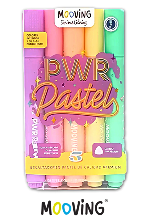Resaltador POWER PASTEL x 5 COLORING - MOOVING - 7798302937119 - comprar online