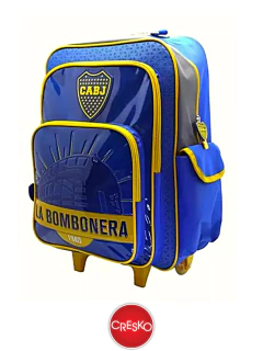 Mochila con CARRO 18" BOCA JUNIORS - CRESKO - 092626549193 en internet
