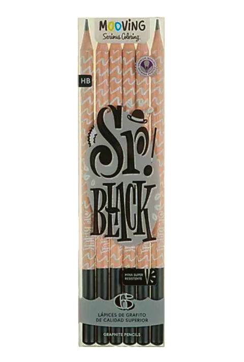 Lapiz Negro Grafito Sr. Black x 6 COLORING - MOOVING - 7798302937034