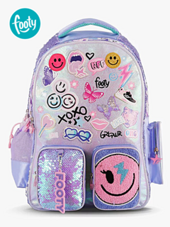 Mochila Espalda 18" HAPPY SMILE Lila - FOOTY - 7792621168261