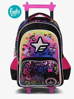 Mochila con Carro 18" HOLOGRAM STAR Negra - FOOTY - 7792621168988