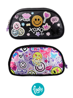 Cartuchera Doble Cierre HAPPY SMILE Negra - FOOTY - 7792621168315