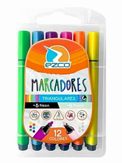 Marcadores NEON/PASTEL Triangulares x 12 - EZCO - 6939585808807 - comprar online