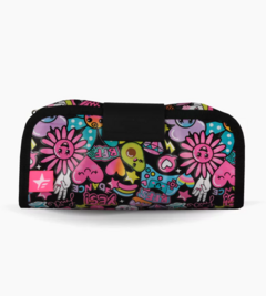 Cartuchera FLOWERS NEGRA desplegable con solapa de FOOTY (025661) - comprar online
