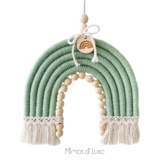 ARCO-ÍRIS MACRAME VERDE CONTAS DE MADEIRA