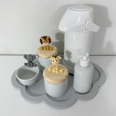KIT HIGIENE SAFARI BANDEJA NUVEM CINZA
