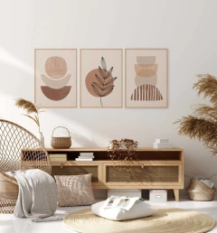 TRIO QUADROS BOHO CHIC ABSTRATO