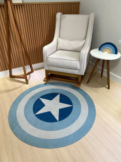 TAPETE PLAYMAT CAPITÃO AMÉRICA TONS DE AZUL PERSONALIZADO