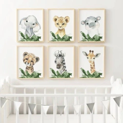 KIT DE QUADROS SAVANA COM DETALHES EM VERDE 07