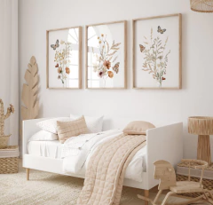 TRIO DE QUADROS FLORAL AQUARELADO BOHO - Mimos di Luxo