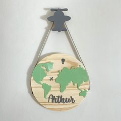 PLACA DECORATIVA MAPA 3D