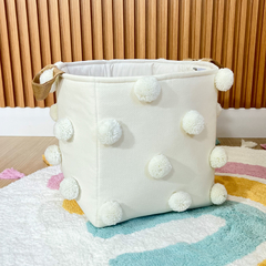 Cestão organizador pompom off white
