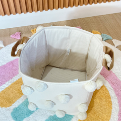 Cestão organizador pompom off white - loja online