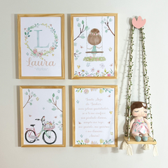 KIT QUADROS MEU JARDIM E BALANÇO FOLHINHAS COM ORAÇÃO SANTO ANJO - ESCOLHA OS ITENS