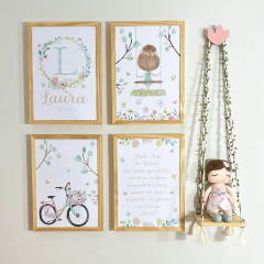 KIT QUADROS MEU JARDIM E BALANÇO FOLHINHAS COM ORAÇÃO SANTO ANJO - ESCOLHA OS ITENS
