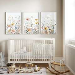TRIO DE QUADROS FLORAL AQUARELADO CORES OUTONADAS 01 - Mimos di Luxo