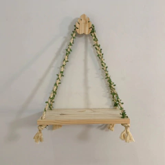 PRATELEIRA BALANÇO CORDA DE SISAL COM DETALHE FOLHINHAS ACOMPANHA GANCHO À SUA ESCOLHA