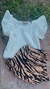 Look Pollera Cebra + Blusa aleli blanca - comprar online