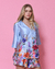 SHORT DOLL MANGA ¾ FLORAL AZUL - comprar online