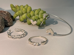 ANILLO AJUSTABLE DE PLATA CON MINI CORAZONES Y CIRCONES LOVE 1040 regalo para mujer, adolescente y niña, hecho en Italia - Divinas Tentaciones Creaciones